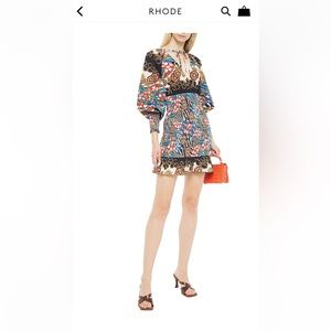 Rhode Anya Smocked Mini Dress Chain Print